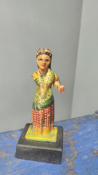 Handcrafted Wooden Rajasthani Woman Figurine – Traditional Folk Art Statue - 2026082608UNQ