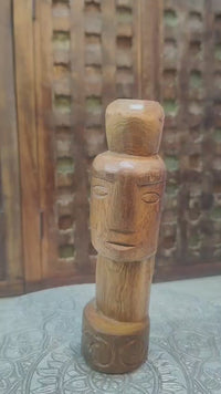 Handcrafted Tribal Wooden Face Sculpture – Rustic Folk Art Decor - 2026081204UNQ
