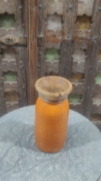 Handcrafted Wooden Flower Pot – Orange Finish Decorative Planter - 2026081002OAF