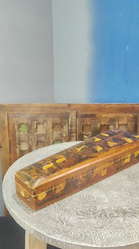 Handcrafted Vintage Wooden Storage Box – Traditional Bird & Nature Artwork - 2026082204UNQ