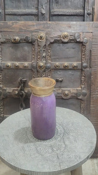 Handcrafted Wooden Flower Pot – Purple Finish Decorative Planter - 2026081002PAF