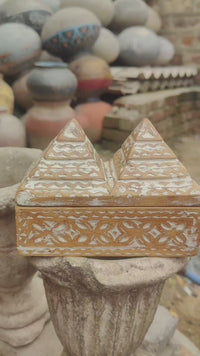 Handcrafted Wooden Jewelry Box Carved Indian Tribal Style Trinket Box - 2026080301NWC