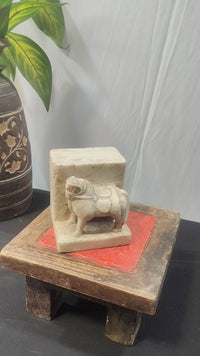 Antique Handicrafted White Marble Horse Figure Book end - 2026091127UNQ