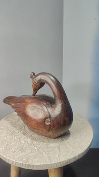 Handcrafted Wooden Duck Showpiece – Rustic Vintage Finish - 2026082506UNQ