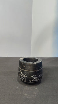 Vintage Hand-Carved Black Stone Cigar Ash Holder - 2026082816UNQ