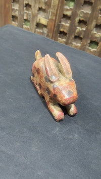 Handcrafted Wooden Rabbit Sculpture – Rustic Folk Art with Antique Finish - 2026081914UNQ