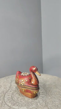 Handcrafted Wooden Peacock Kuku Chawal Box – Traditional Folk Design - 2026082510UNQ