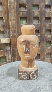 Natural Teak Hand-Carved Wooden FaceStatue - 2026081240UNQ