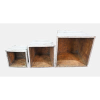 Vintage Handcrafted Wooden Planter Set of 3 – Rustic Whitewashed - 2026083115UNQ