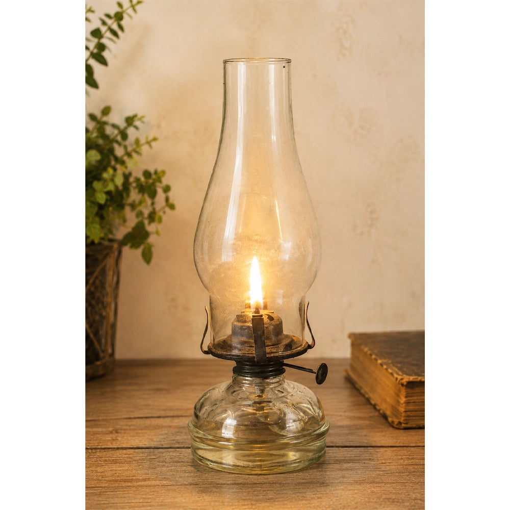 Vintage Antique Glass Chimney Kerosene Oil Lamp – Rustic Traditional Lantern - 2026082801UNQ