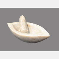 Antique Handcrafted White Marble Grinding Bowl called Karal With Mortar - 2026091101UNQ