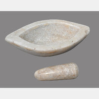 Antique Handcrafted White Marble Grinding Bowl called Karal With Mortar - 2026091101UNQ