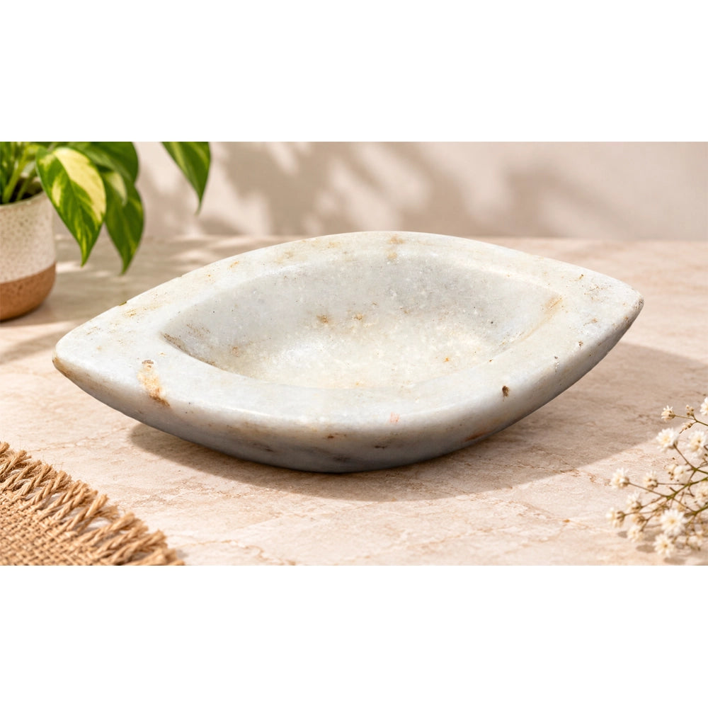 Antique  Handicrafted White Marble Grinding Bowl called Karal - 2026091105UNQ