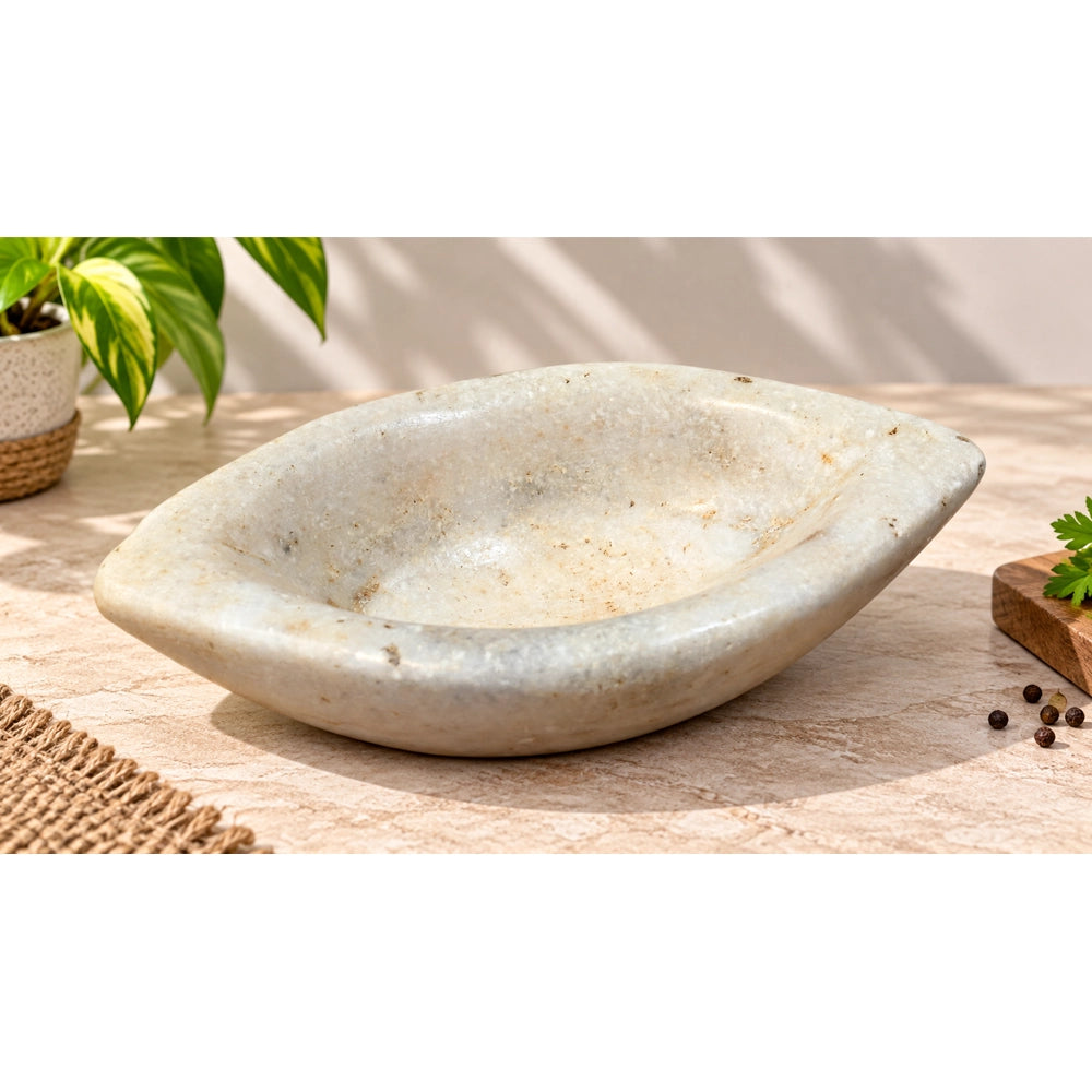 Antique  Handicrafted White Marble Grinding Bowl called Karal - 2026091109UNQ