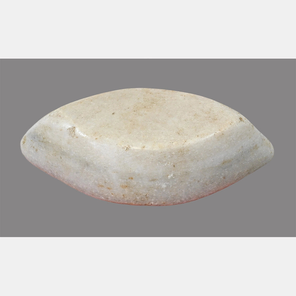White marble Karal bowl showing its traditional boat shape