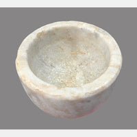 Antique  Handicrafted White Marble Grinding Round Bowl - 2026091126UNQ