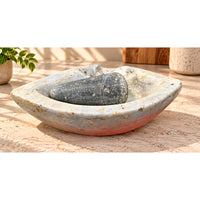 Antique Handicrafted White Marble Grinding Bowl called Karal With Mortar - 2026091124UNQ