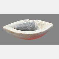 Antique Handicrafted White Marble Grinding Bowl called Karal With Mortar - 2026091124UNQ