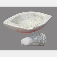 Antique Handicrafted White Marble Grinding Bowl called Karal With Mortar - 2026091124UNQ