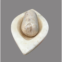 Antique Handicrafted White Marble Grinding Bowl called Karal With Mortar- 2026091115UNQ
