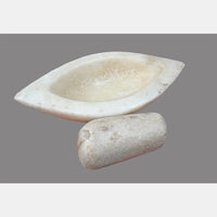 Antique Handicrafted White Marble Grinding Bowl called Karal With Mortar- 2026091115UNQ