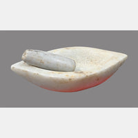 Antique Handicrafted White Marble Grinding Bowl called Karal With Mortar - 2026091112UNQ
