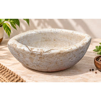 Antique  Handicrafted White Marble Grinding Bowl called Karal - 2026091107UNQ