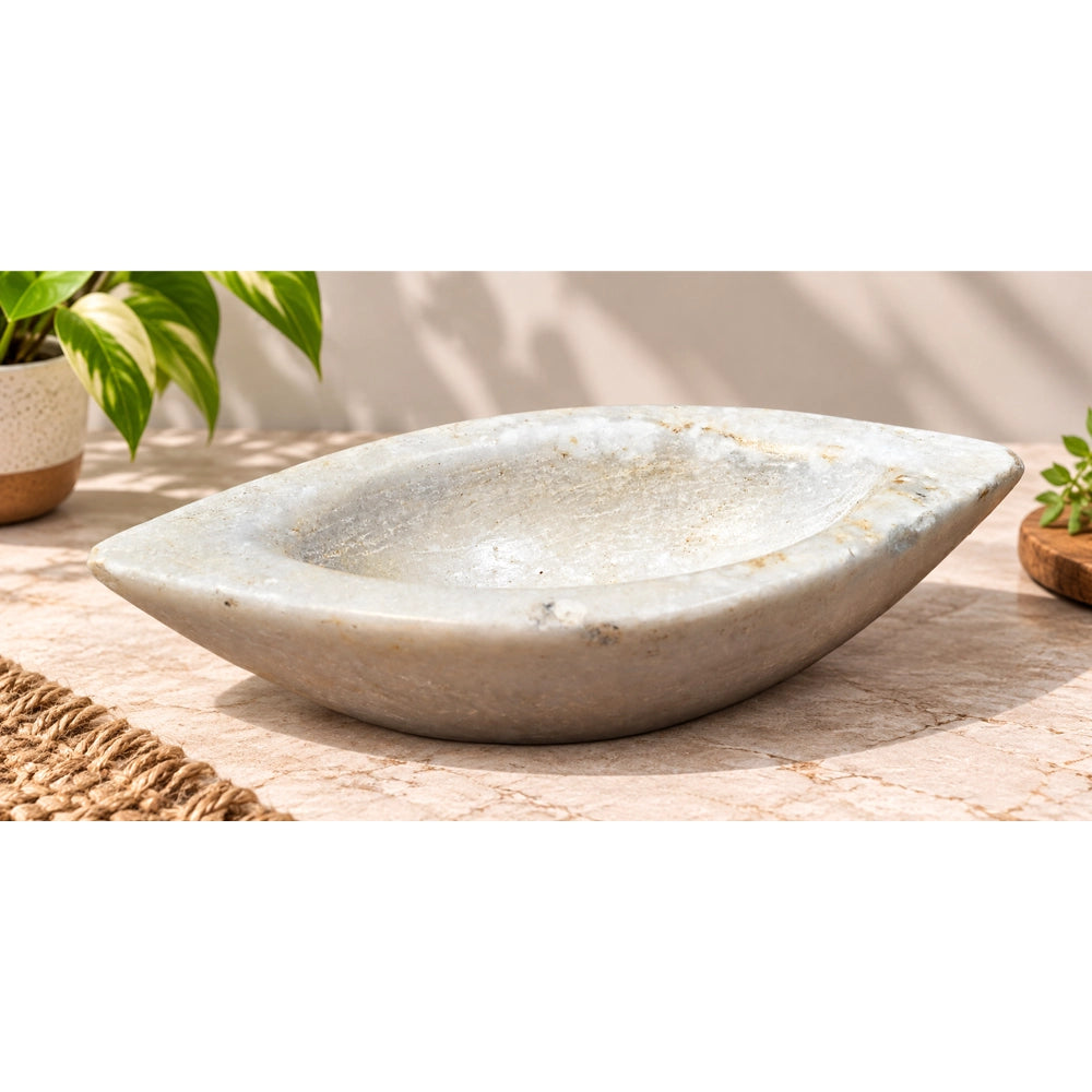 Antique  Handicrafted White Marble Grinding Bowl called Karal - 2026091108UNQ