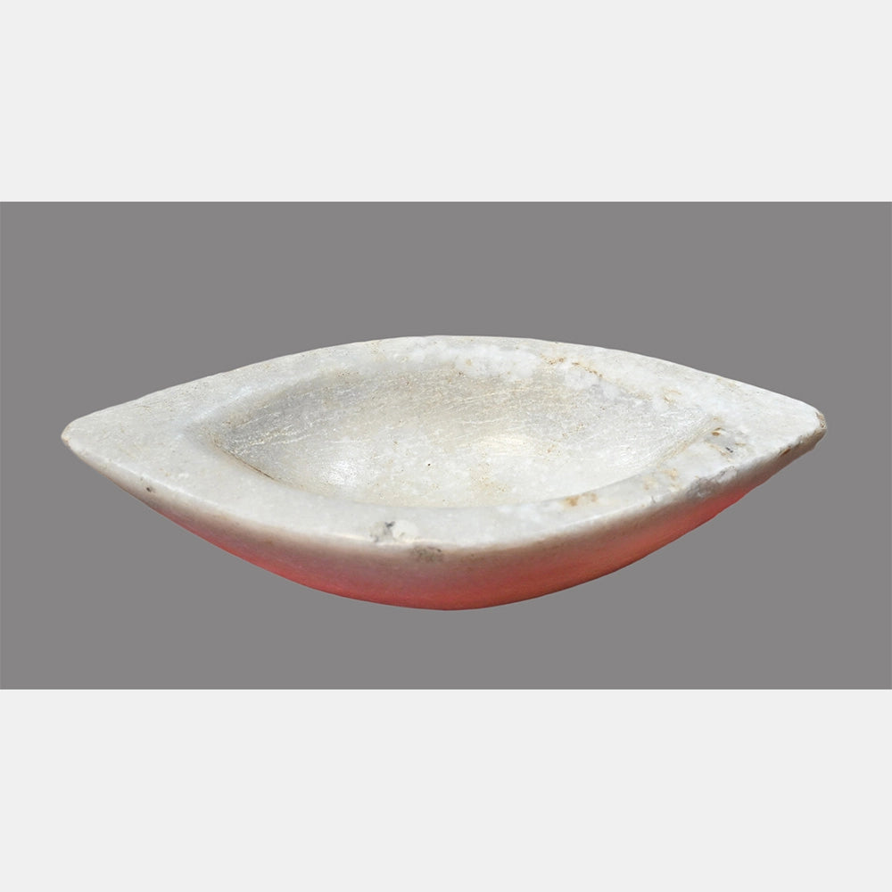 Alternate view of rustic white marble grinding bowl
