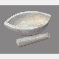 Antique Handicrafted White Marble Grinding Bowl called Karal With Mortar - 2026091110UNQ